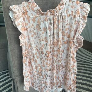 Women's Ruffled Blouse in coral animal print